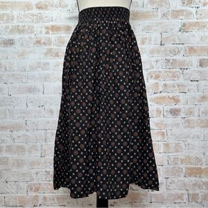True Vintage 1990s Abstract Geometric Polka Dot Elastic Waist A-Line Midi Skirt